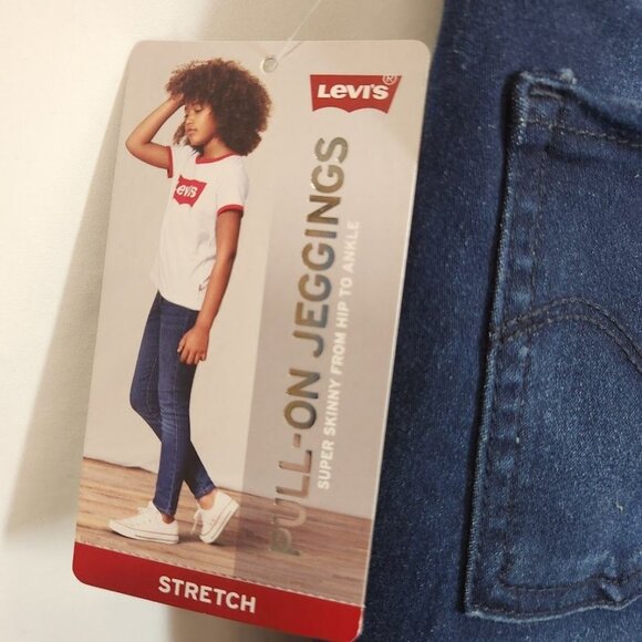 NWT Levi's PULL ON JEGGINGS BIG GIRLS Distressed Dark Wash Size 12 - Picture 6 of 9